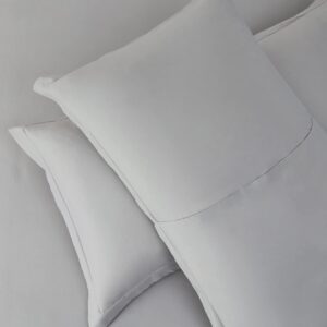 Hearth & Harbor Twin Duvet Cover Set - Soft Light Grey Duvet Cover Twin, Double Brushed Twin/Twin XL Duvet Cover 2 Piece with Button Closure, 1 Twin Size Duvet Cover 68x90 inches and 1 Pillow Sham