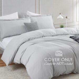 Hearth & Harbor Twin Duvet Cover Set - Soft Light Grey Duvet Cover Twin, Double Brushed Twin/Twin XL Duvet Cover 2 Piece with Button Closure, 1 Twin Size Duvet Cover 68x90 inches and 1 Pillow Sham