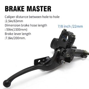 Left Hydraulic Brake Master Caliper Rear Hand Hydraulic Disc Brake Assembly Replacement for 50cc 90cc 110ccc 125cc Chinese Taotao Roketa Sunl Go-Kart Dune Buggy Quad ATV Dirt Mini Bike