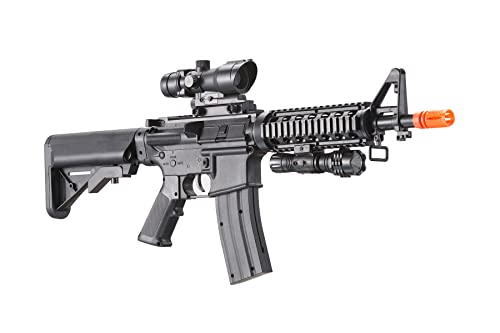 350 FPS Heavy Version M4 Airsoft ABS Plastic Spring Rifle w/Flashlight and Red Dot Sight (Color: Black)