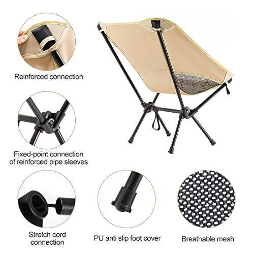 Kacoya Camping Chair, Portable Folding Chair Lawn Chair with Carry Bag, Compact Backpacking Chairs for Camping, Hiking, Fishing, Picnic