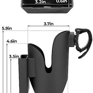 JOYTUTUS Cup Holder for Wheelchair, 2 in 1 Water Bottle Holder and Phone Bracket, Universal Drink Cup Holder for Walker, Rollator, Stroller, Scooter