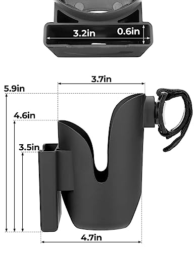 JOYTUTUS Cup Holder for Wheelchair, 2 in 1 Water Bottle Holder and Phone Bracket, Universal Drink Cup Holder for Walker, Rollator, Stroller, Scooter