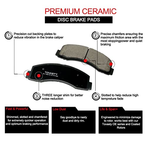 [Front] TOVASTY Brake Pads and Rotors Kit for Fo(rd F-(250 Super Duty 2015-2016 OE-Series [BKN0780]