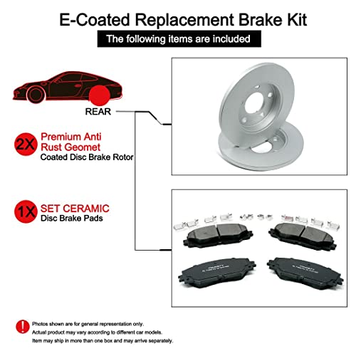 [Rear] TOVASTY Brake Pads and Rotors Kit for Mazda MX-5 Miata 2006-2020 E-Coated [BKC0299]