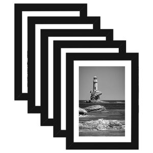 5x7 picture frame set of 5, display pictures 4x6 with mat or 5x7 without mat, wall gallery photo frames or tabletop display