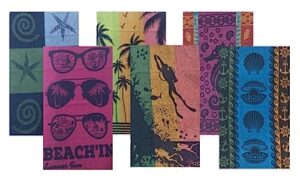 bolbom's terry cotton beach towel, set of 6 assorted beach towel, oversize 30" x60” quick dry high absorbent towel for beach,travel,swim,pool,yoga, hotel,parties,guests & perfect for daily use