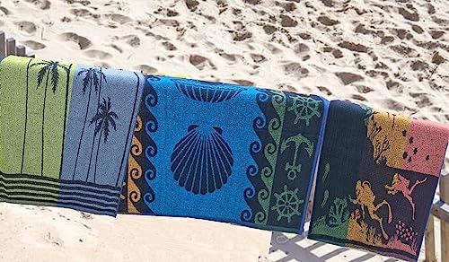 BolBom's Terry Cotton Beach Towel, Set of 6 Assorted Beach Towel, Oversize 30" x60” Quick Dry High Absorbent Towel for Beach,Travel,Swim,Pool,Yoga, Hotel,Parties,Guests & Perfect for Daily Use