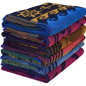 BolBom's Terry Cotton Beach Towel, Set of 6 Assorted Beach Towel, Oversize 30" x60” Quick Dry High Absorbent Towel for Beach,Travel,Swim,Pool,Yoga, Hotel,Parties,Guests & Perfect for Daily Use