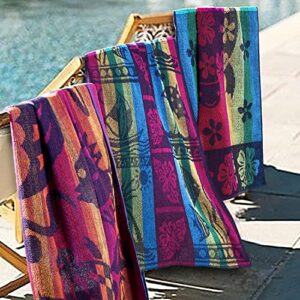 BolBom's Terry Cotton Beach Towel, Set of 6 Assorted Beach Towel, Oversize 30" x60” Quick Dry High Absorbent Towel for Beach,Travel,Swim,Pool,Yoga, Hotel,Parties,Guests & Perfect for Daily Use