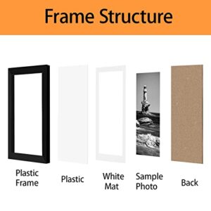 8.5x11 Picture Frame Set of 5, Display Pictures 6x8 with Mat or 8.5x11 Without Mat, Wall Gallery Photo Frames or Tabletop Display