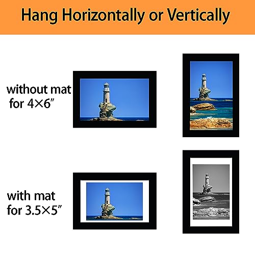 4x6 Picture Frame Set of 5, Display Pictures 3.5x5 with Mat or 4x6 Without Mat, Wall Gallery Photo Frames or Tabletop Display