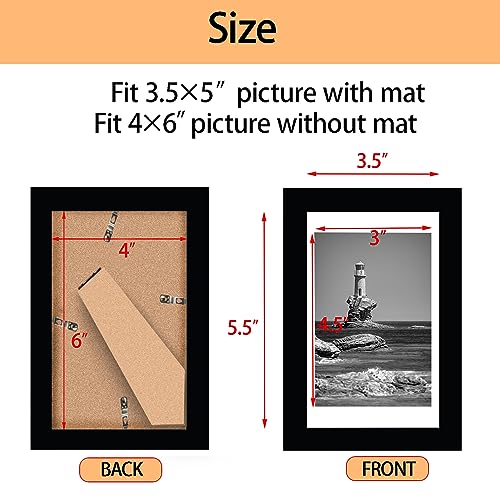 4x6 Picture Frame Set of 5, Display Pictures 3.5x5 with Mat or 4x6 Without Mat, Wall Gallery Photo Frames or Tabletop Display