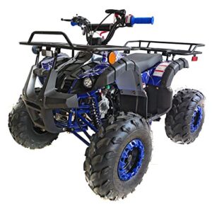 hhh 125cc atv quad new upgraded 125cc with reverse, led lights, big wide tires with matching rims 4 wheeler for youth and children - color blue spider