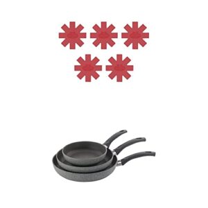 ballarini parma forged aluminum 3-pc nonstick fry pan set with silicone pan protectors