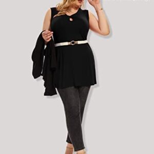 LARACE Plus Size Tank Tops for Womens Shirts Cut Out Trendy Clothes Loose Fit Tunics Twist Knot Sleeveless Blouses(Black 3X)