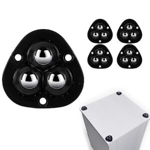 4pcs small caster wheels for small appliances, 360°rotation self adhesive caster wheels, stainless steel rollers universal wheel for trash can, storage bins (black) (4)