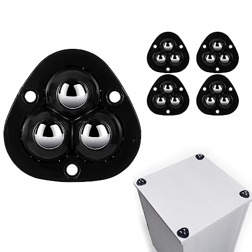 4PCS Small Caster Wheels for Small Appliances, 360°Rotation Self Adhesive Caster Wheels, Stainless Steel Rollers Universal Wheel for Trash Can, Storage Bins (Black) (4)