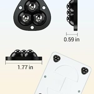 4PCS Small Caster Wheels for Small Appliances, 360°Rotation Self Adhesive Caster Wheels, Stainless Steel Rollers Universal Wheel for Trash Can, Storage Bins (Black) (4)