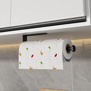 Adhesive Black Paper Towel Holder Under Cabinet Single Hand Operable Paper Towel Dispenser Wall Mount for Kitchen Tissue Holder