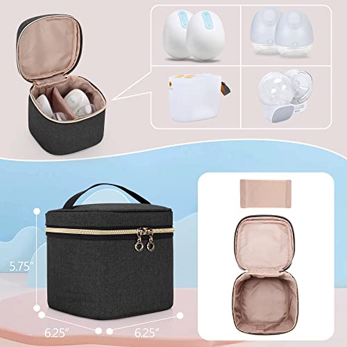 Luxja Wearable Breast Pump Bag (with a Breastmilk Cooler Bag, a Small Carrying Case and a Waterproof Mat), Pumping Bag Compatible with Momcozy, Willow and Elvie Breast Pump, Black