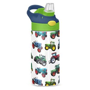 stainless steel water bottle for kids- 12 ounce stainless steel vacuum insulated water bottle for kids children,double wall vacuum insulated bottles (tractor-1)