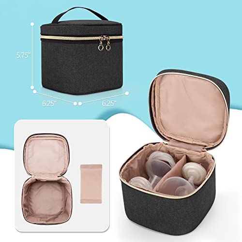 Luxja Breast Pump Bag (with a Breastmilk Cooler Bag, a Small Carrying Case and a Waterproof Mat) Compatible with Spectra S1 and S2, Pumping Bag for Breast Pump and Extra Parts, Black