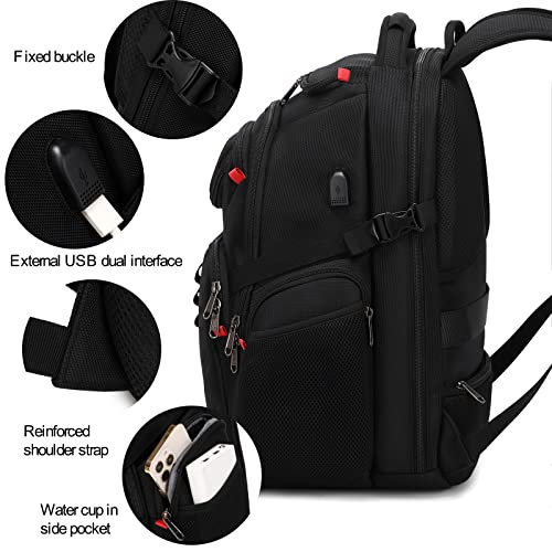 YANIMENGNU Travel Laptop Backpack 17 inch, Business Anti-Theft Durable Waterproof Backpack, Unisex With USB Charging Port.