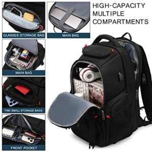 YANIMENGNU Travel Laptop Backpack 17 inch, Business Anti-Theft Durable Waterproof Backpack, Unisex With USB Charging Port.