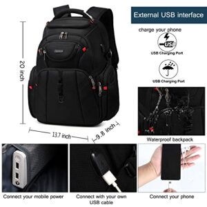 YANIMENGNU Travel Laptop Backpack 17 inch, Business Anti-Theft Durable Waterproof Backpack, Unisex With USB Charging Port.