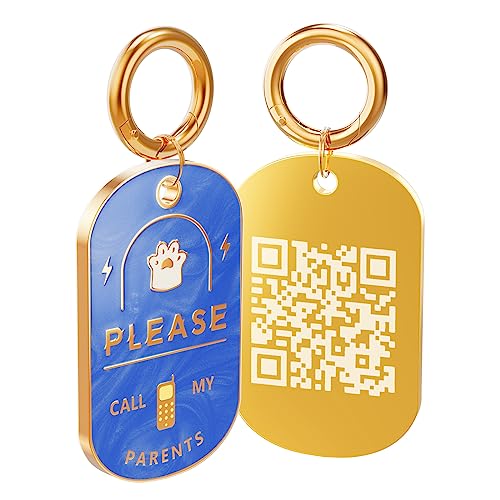 KEDUME Dog Tags Engraved for Pets, Dog Collars, Harnesses & Leashes, Dog Tags Personalized for Pets, Free Online Pet Profile Modifiable, Scan Tag QR Code Receive Pet Location (Blue)