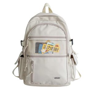 jarkjard kawaii backpack cute aesthetic backpack for school college student travel bookbag for girls large capacity casual daypack(white)