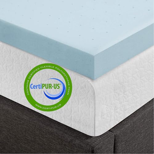 EYOBE Memory Foam Mattress Topper Twin XL 2 Inch Gel Infused Memory Foam Topper Twin Extra Long–Dorm Single XL Topper for Body Support & Pressure Relief – Ventilated Design – CertiPur Certified