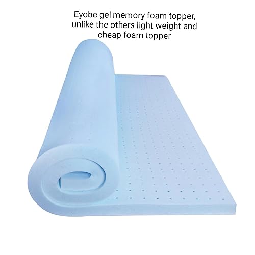 EYOBE Memory Foam Mattress Topper Twin XL 2 Inch Gel Infused Memory Foam Topper Twin Extra Long–Dorm Single XL Topper for Body Support & Pressure Relief – Ventilated Design – CertiPur Certified