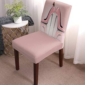 Stretch Chair Cover Dining Room Chair Covers Set of 4, Butterfly Kiss Pink High Heels Waterproof Removable Chair Seat Protector, Soft Washable Chair Cover for Office Chair Kitchen