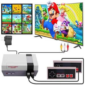 retro game console built in 620 video games and 2 nes classic controllers, mini video game console plug and play tv games with av output, 8-bit video game system with classic games,children's gift