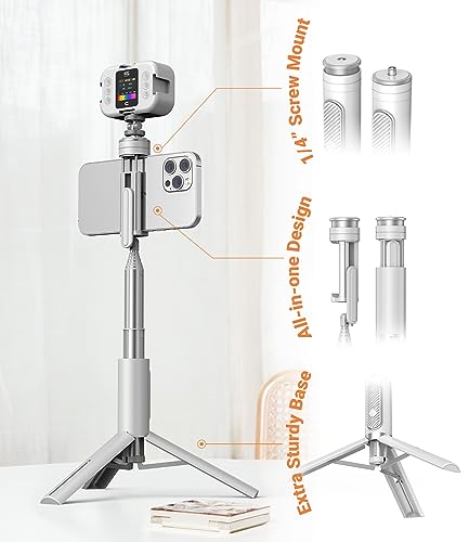 KraftGeek 33" Selfie Stick Tripod with Remote, iPhone and Android Extendable Phone Tripod, 1/4" Screw Mount for Cell Phone, Light, Camera, Anti-Shake Premium Portable Travel Phone Tripod Stand