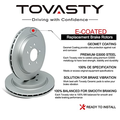 [Front] TOVASTY Brake Pads and Rotors Kit for Chrysl(er PT Cruiser 2003-2009 E-Coated [BKC2022]