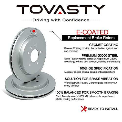 [Rear] TOVASTY Brake Pads and Rotors Kit for Kia Soul 2020-2021 E-Coated [BKC0874]