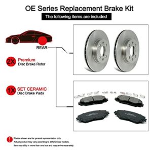 [Rear] TOVASTY Brake Pads and Rotors Kit for VOLKSWAG(EN TIGU(AN 2009-2017 OE-Series [BKN0232]