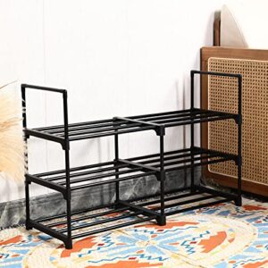 Pyladea 3 Tiers Shoe Rack 12-24 Pairs, Black Sturdy Shoe Organizer for Closet, Shoe Storage