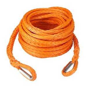 ucreative 3/8 inch x 50 feet synthetic winch rope extension 26,500 lbs for off road vehicle atv utv suv orange