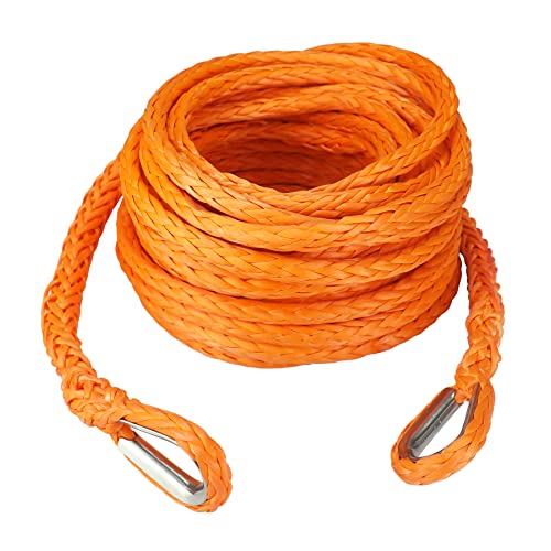 Ucreative 3/8 Inch x 50 Feet Synthetic Winch Rope Extension 26,500 Lbs for Off Road Vehicle ATV UTV SUV Orange