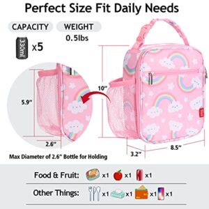 yookee home Lunch Box for Kids Lunch Boxes Insulated Lunch Containers Lunchboxes Kids Lunch Bag for Girls Lunch Box for School Thermal Meal Small Lunch Tote Toddler Lunch Box for Girls Pink Rainbow