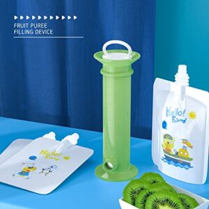 7 PCS Kit Baby Food Pouch Maker, Toddler Fruit Squeeze Puree Filler for Kids, Pure Color Pouches (Green)