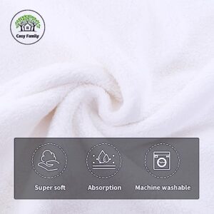 Cosy Family Luxuriously Soft Washcloths Set - 12 x 12 inches - 24 Pack - Quick Drying - Highly Absorbent Coral Velvet Fingertip Towel Bathroom Wash Clothes for Bath, Spa, Facial, Kitchen - White