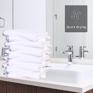 Cosy Family Luxuriously Soft Washcloths Set - 12 x 12 inches - 24 Pack - Quick Drying - Highly Absorbent Coral Velvet Fingertip Towel Bathroom Wash Clothes for Bath, Spa, Facial, Kitchen - White