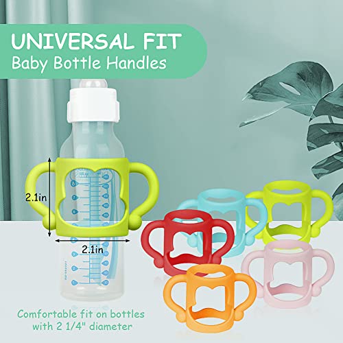 Aolso Silicone Baby Bottle Handles, 2PCS Bottle Handles, Baby Bottle Handles has Easy Grip Handles, Bottle Handles for 2.25" Diameter Baby Bottles and Straw Bottles(Blue/Green)