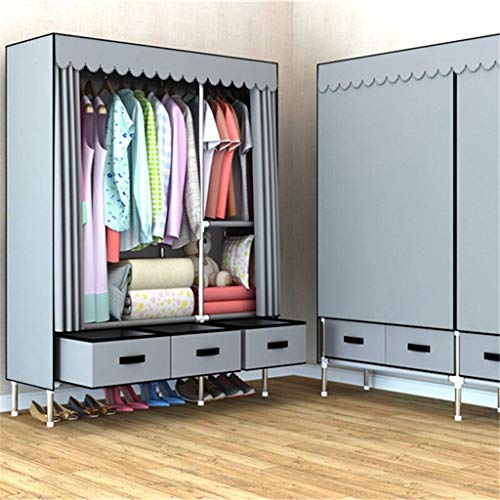 TFIIEXFL Wardrobe Armoire Closet Rack Pockets, Quick and Easy to Assemble (Color : Black)