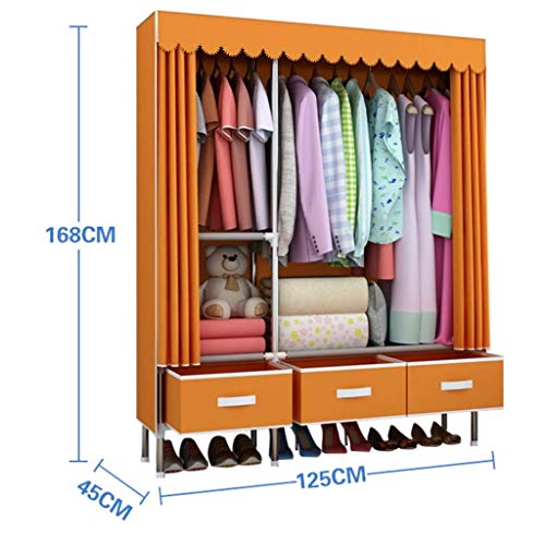 TFIIEXFL Wardrobe Armoire Closet Rack Pockets, Quick and Easy to Assemble (Color : Black)